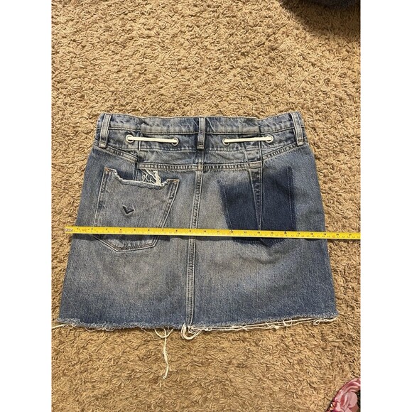Hudson Jeans Grommet Tie-Waist Denim Mini Skirt, Blue Wash And Raw Hem, Size 28 - Picture 7 of 8